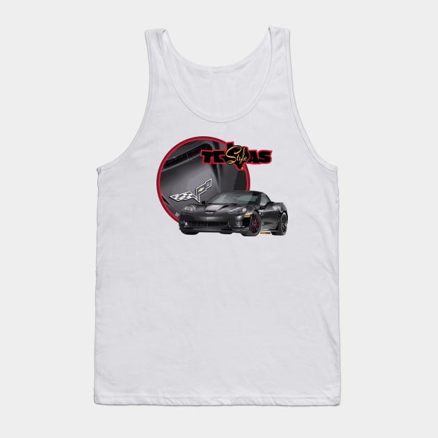 Texas-Style Black Corvette with red trim Tank Top by CamcoGraphics